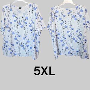 Y Curve Womens Short Sleeve Floral Round Neck Plus Size 5XL Pull Over